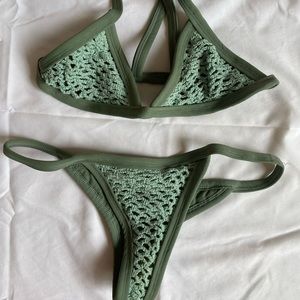 Posh Pua Kainalu crochet top and bottom in green